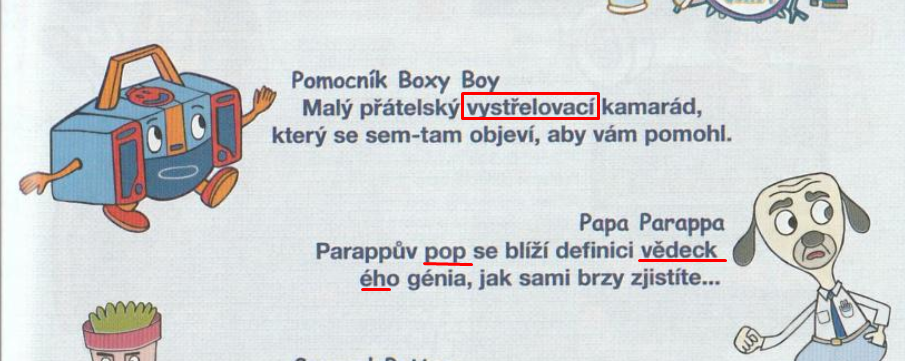 Boxy Boy and Papa Parappa descriptions